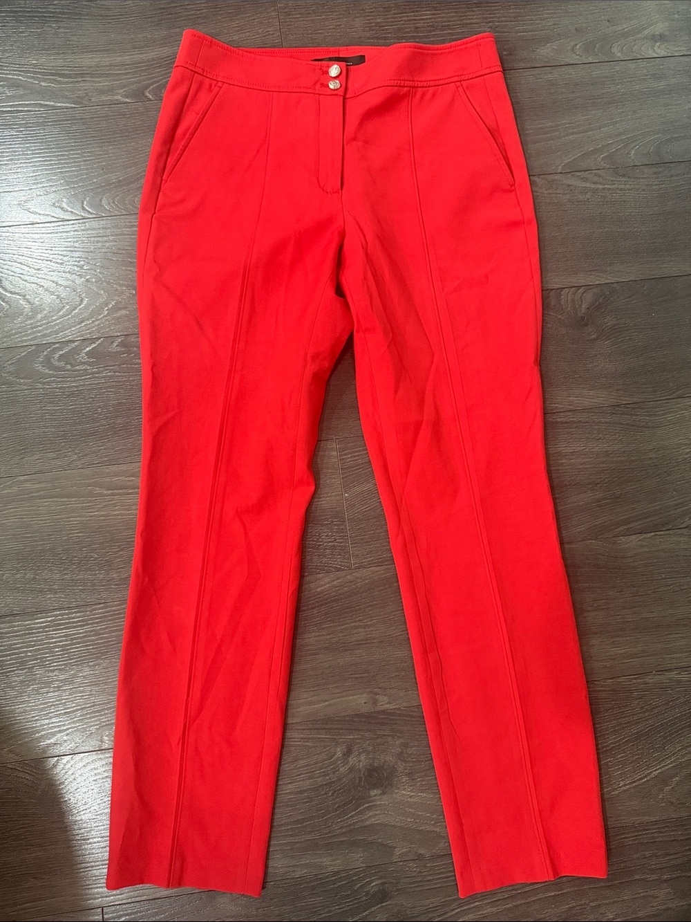 White House Black Market Red Women's Tailored Straight-Leg Pants